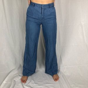 Kitson Light Blue Denim Chambray Pants Wide Leg